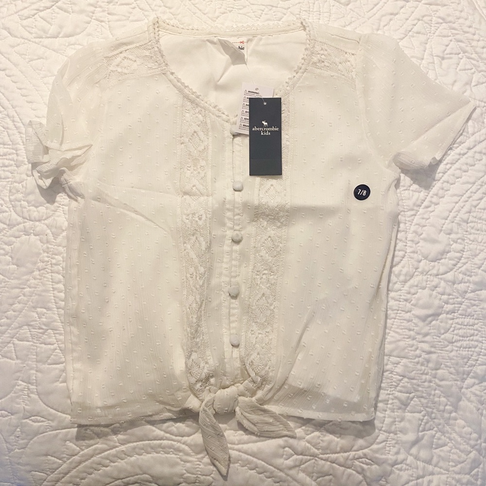 Little girls chiffon and lace tie top